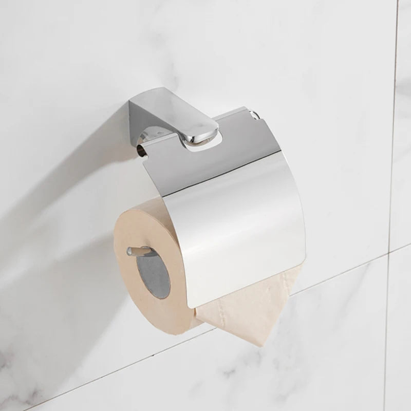 accessoires salle bain chrome porte serviettes double porte savon papier toilette brosse wc moderne