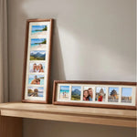 Cadre photo multiple bois lisse marron foncé classique photos décoration murale traditionnelleintérieur blanc
