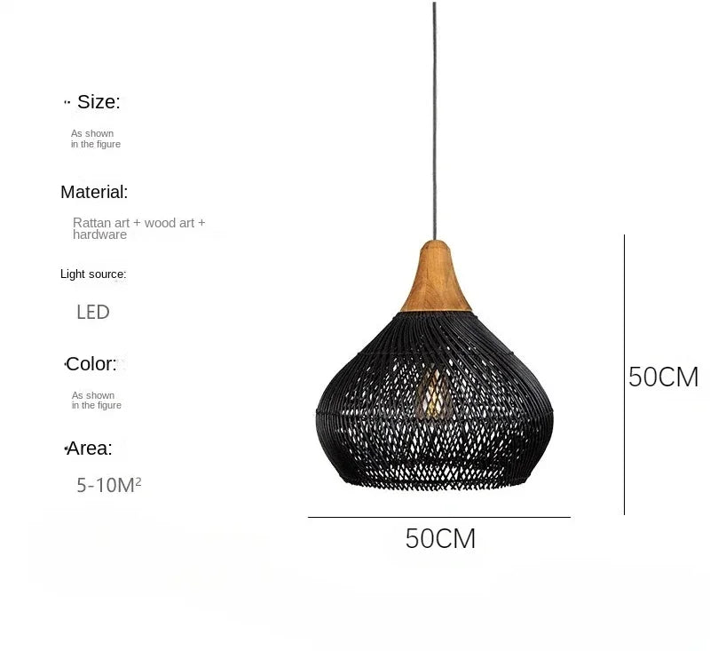 suspension lumineuse tissée naturelle moderne rustique salon chambre led 90 260v e27