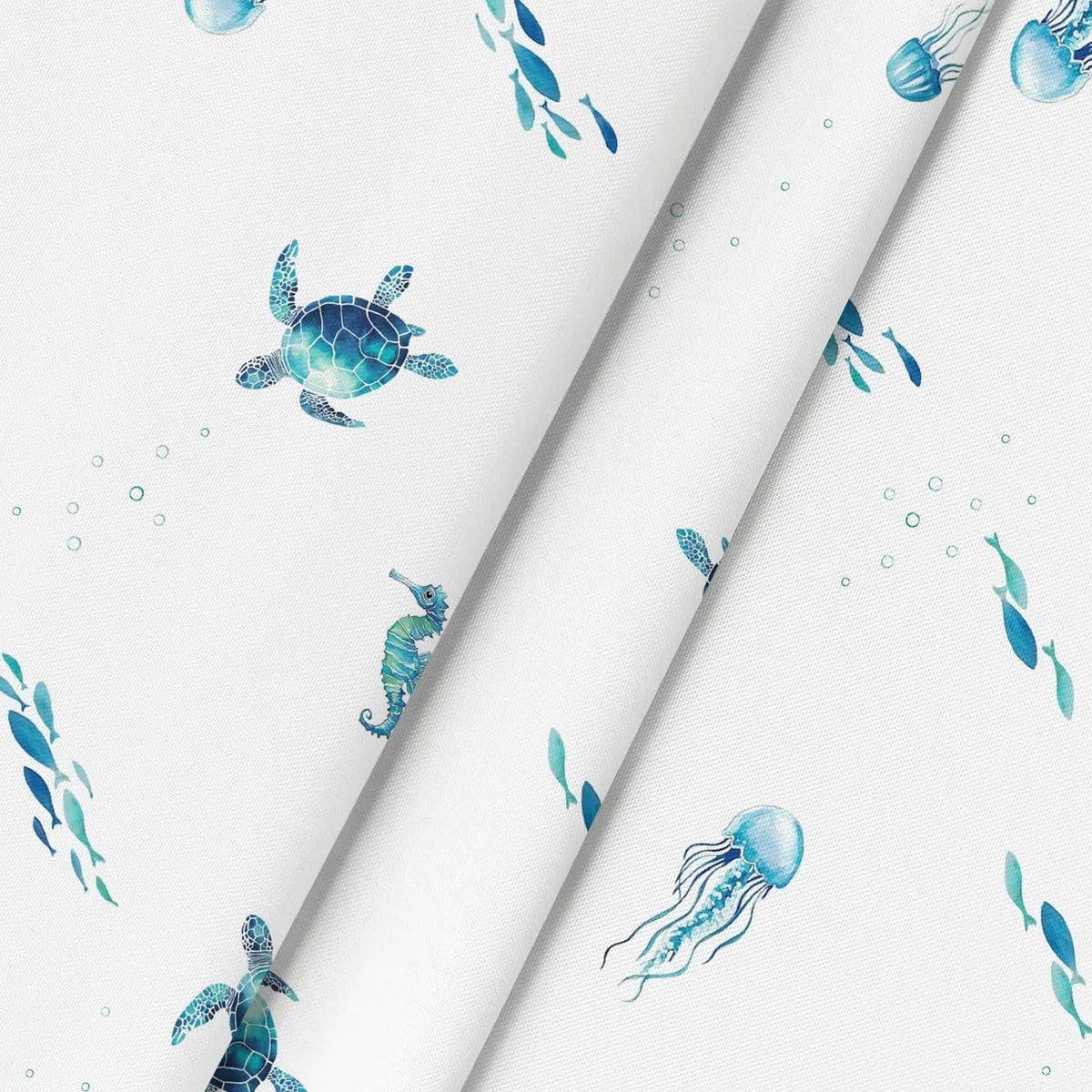 nappe imperméable motif marin tortues poissons moderne blanche bleue verte piscine pique nique table