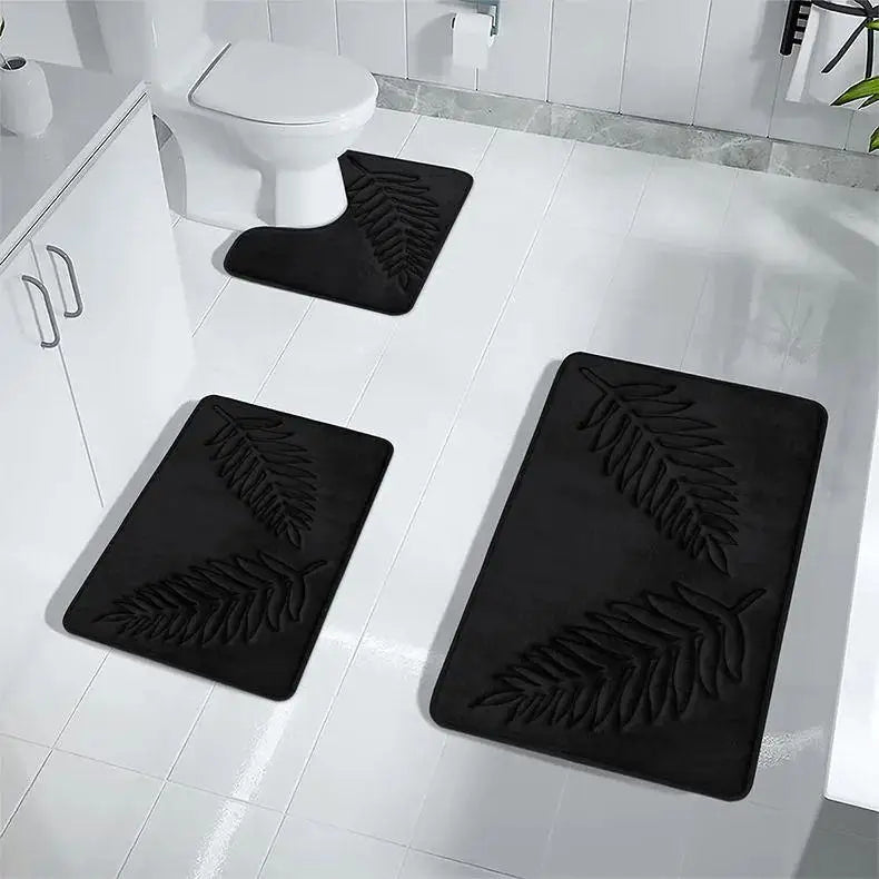 tapis bain doux antidérapant rapide absorbant moderne feuilles palmier vert foncé