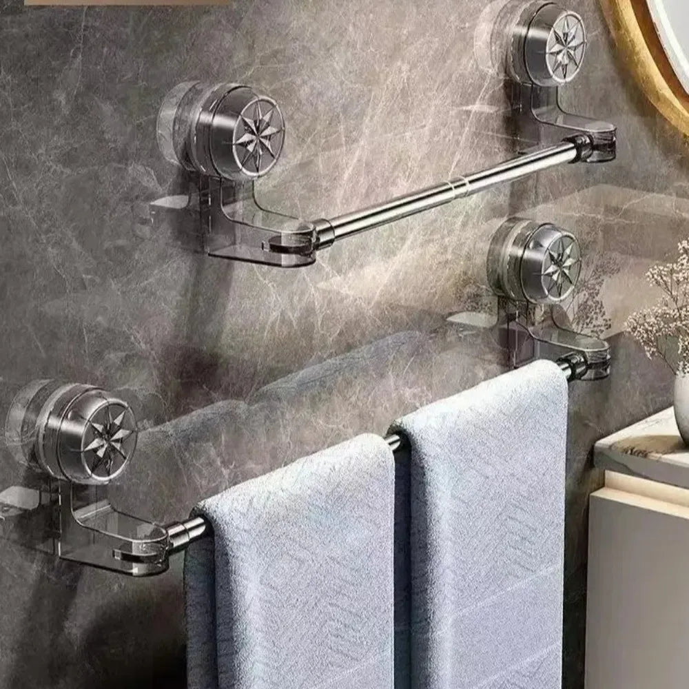 porte serviettes mural ventouse acier inoxydable gris moderne salle bain sans perçage support rangement