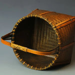 panier rangement tissé bambou marron traditionnel poignée bois rangement pique niqueextérieur thé