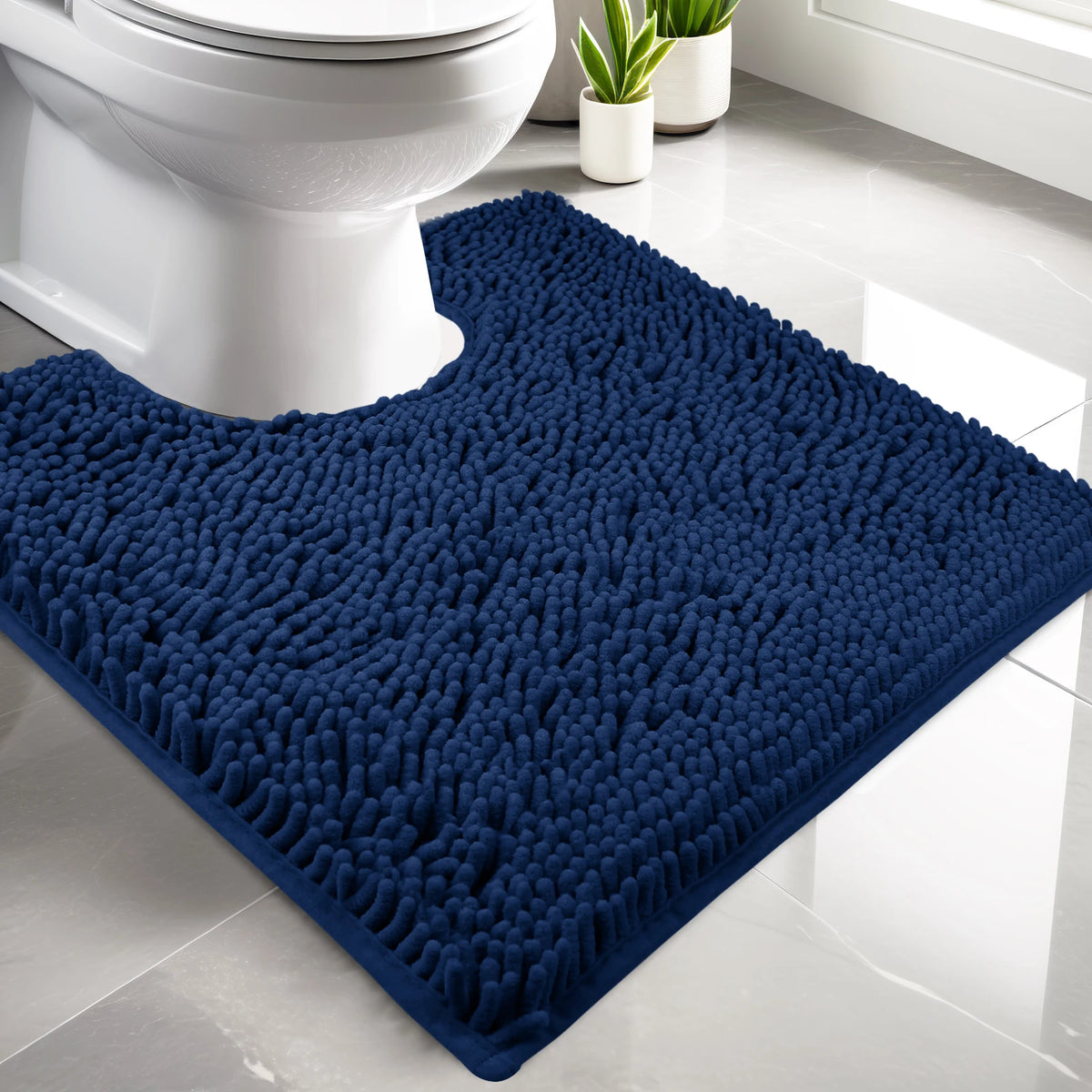 tapis salle bain moderne deux textures gris vert antidérapant bouclé rayures minimaliste