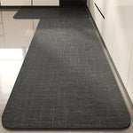 tapis cuisine antidérapant polyester moderne gris bordure noire 40x60cm 50x80cm