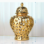 vase moderne or blanc argent réseau géométrique élégant poignée couvercle