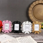 cadre photo decoratif baroque vintage ornements floraux rose or noir blanc