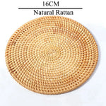 coasters tissés raphia naturel rustique ensemble six accessoires cuisine thé