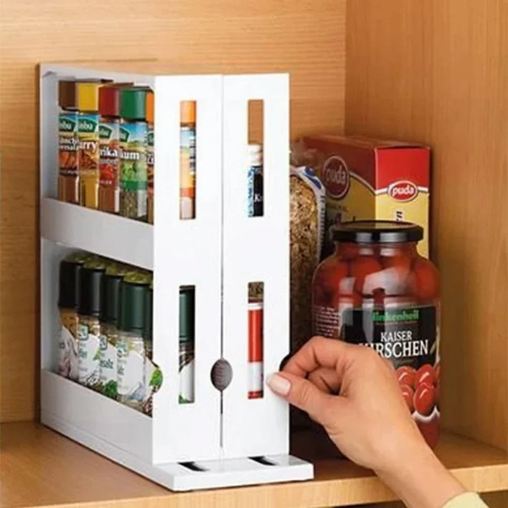 étagère épices blanc moderne minimaliste adhésive rangement cuisine niveaux rotatif bouteilles d'épices plastique