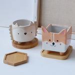 plateau rangement bois moderne assiettes tasses naturel motifs animaux minimaliste écologique