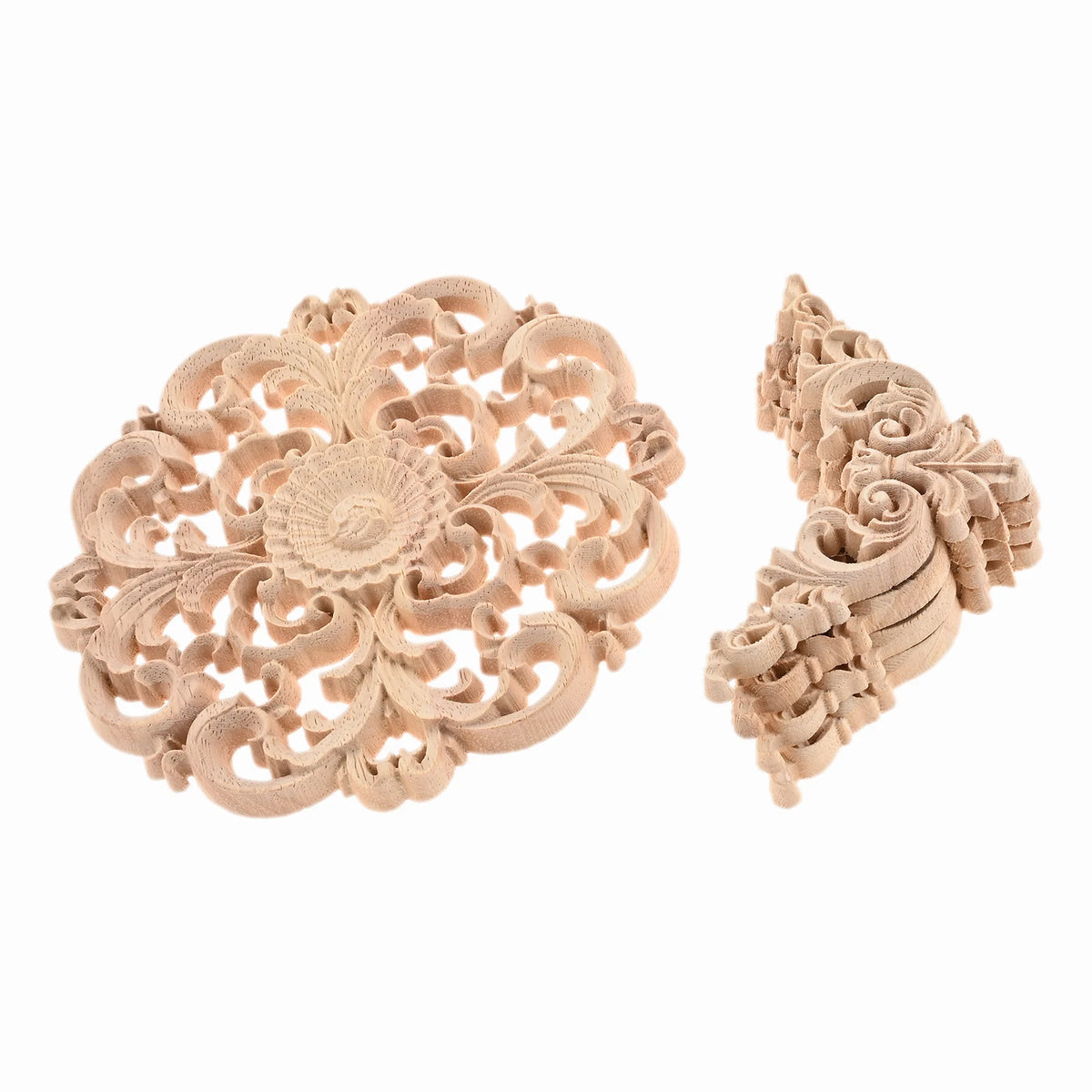 décorations bois sculptées motifs floraux classiques baroques 15x15cm 8x3.15cm pièces