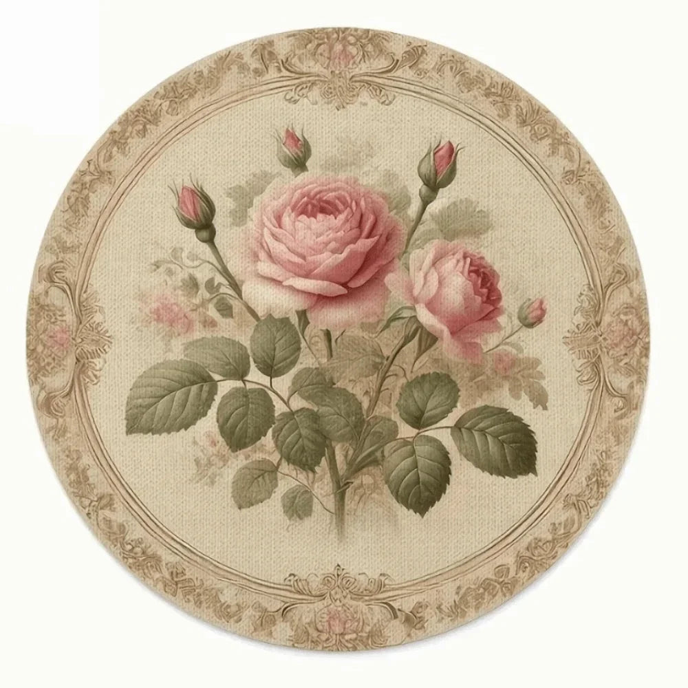 placemat classique floral oiseaux vert beige rose blanc 35cm 35cm