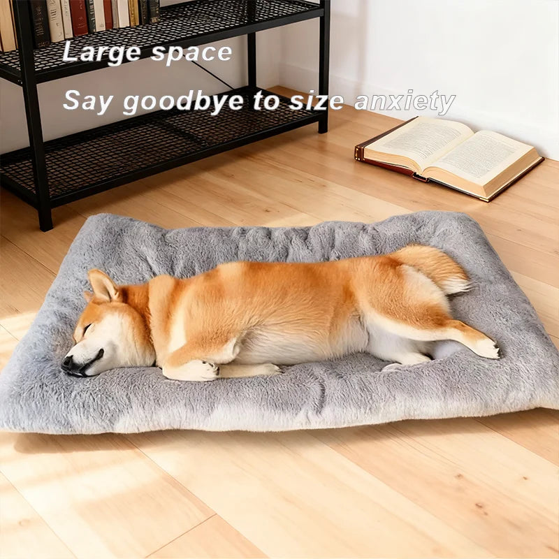 lit chien velours doux gris confortable intérieur contemporain grande taille animal repos