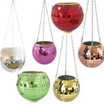 boule disco suspendue pot fleur décoratif moderne chaîne plante d'intérieur