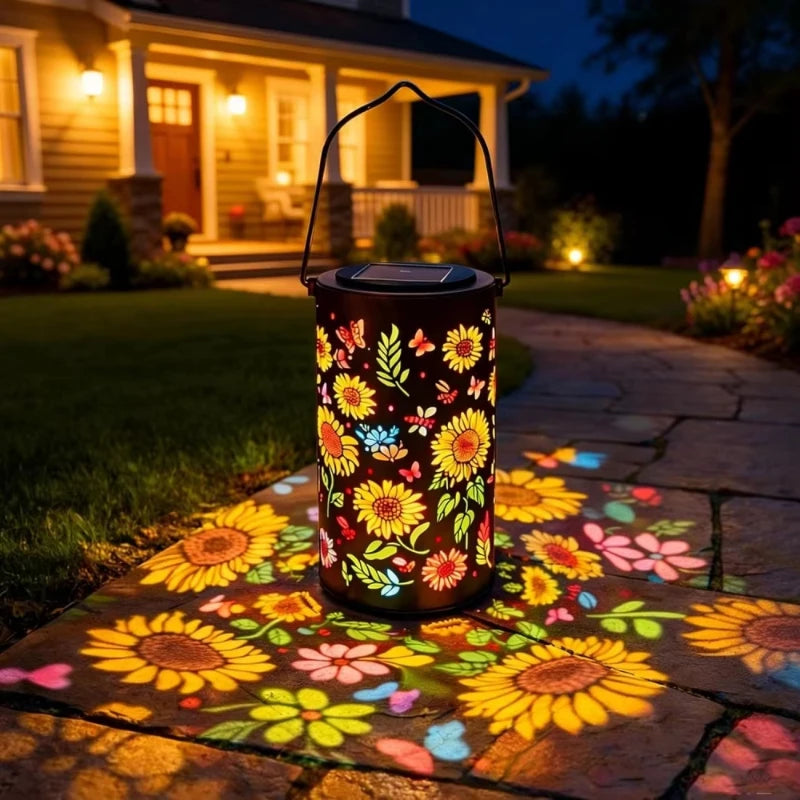 lanterne solaire cuivre doré fleurs vintage ip65 portable extérieur jardin porch solar panel decorative