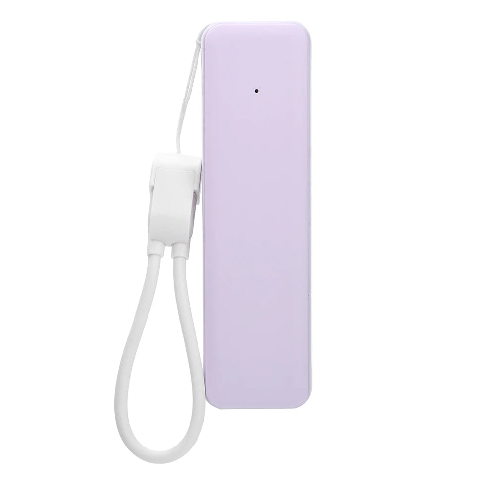 Batterie charge portable boîte stockage violet bleu rose noir blanc moderne compact lanière câble