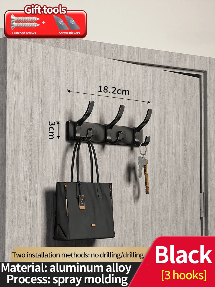 rangement mural adhésif gris moderne crochets alliage aluminium porte vêtements porte sacs