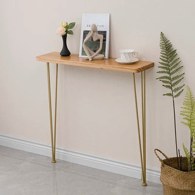 Table console étroite bois massif entrée gris clair