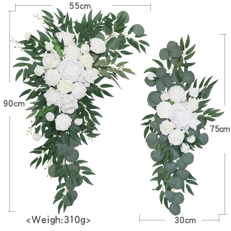 arche décoration mariage rose blanche vert eucalyptus romantique intérieurextérieur 90x55cm 75x30cm