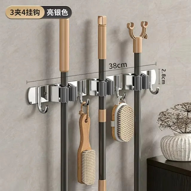 porte balais moderne acier inoxydable rangement salle bain brosse torchon accessoires nettoyage multifonctionnels