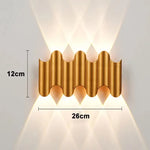 applique murale moderne or ondulée extérieure ip65 hydrofuge 7w led warm golden