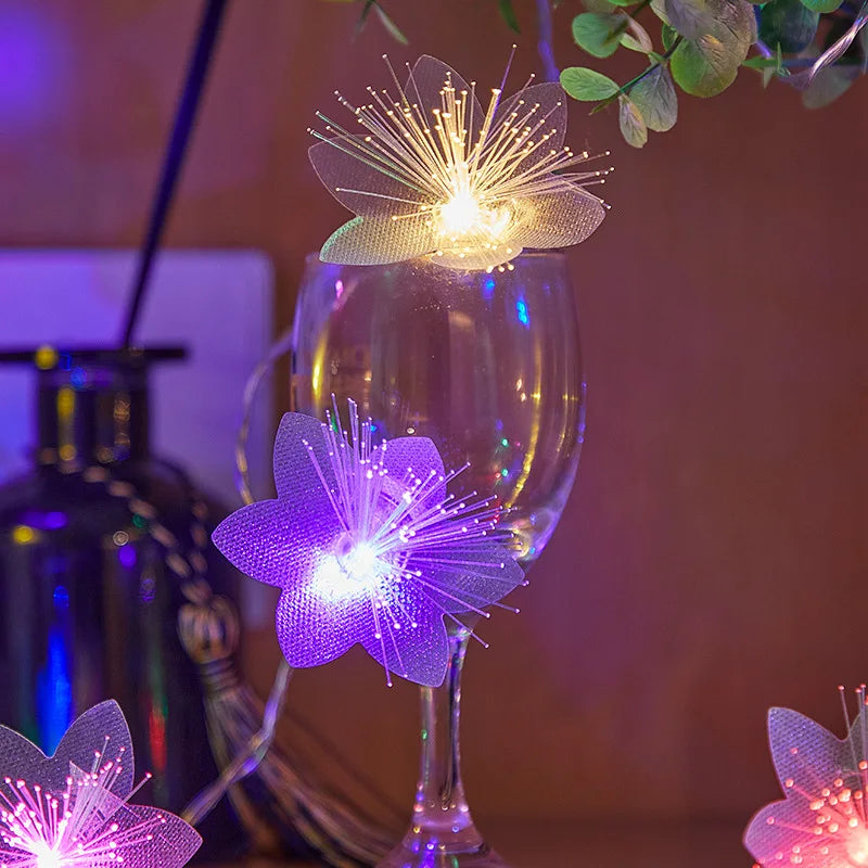 guirlande lumineuse fleurs lotus fibres optiques multicolore moderne blanc violet vert bleu rose noël