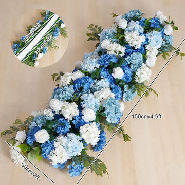 arche décorative mariage fleurs artificielles bleu blanc vert extérieur décoration maison