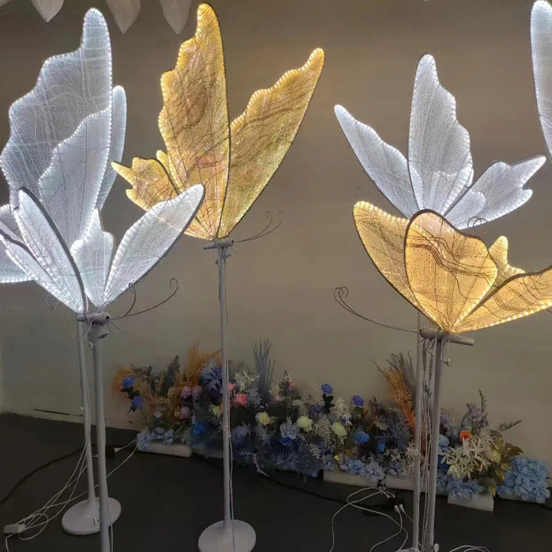 papillon blanc moderne lampe sol transparente câble alimentation mariage anniversaire noël valentin