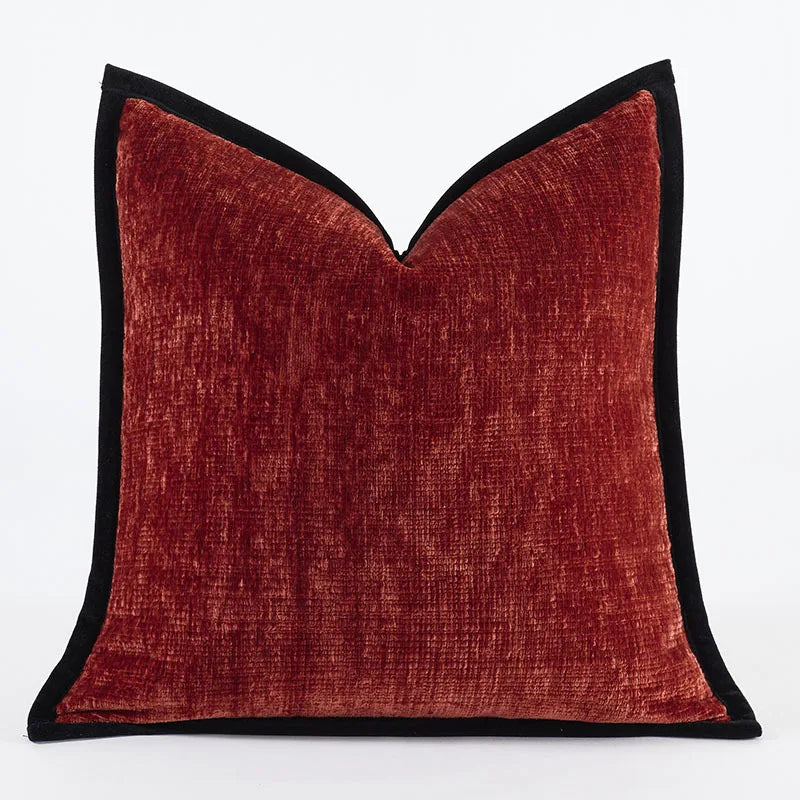 housse coussin polyester carré moderne bleu marine marron beige clair rouge contemporain