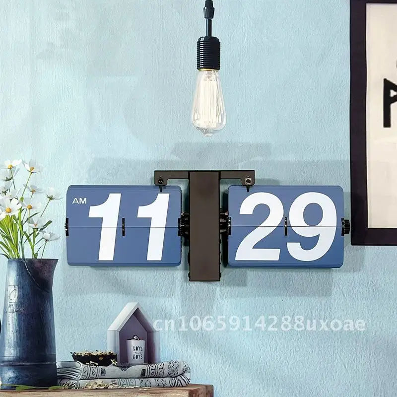 horloge murale quartz flip numérique horloge bleue moderne horloge blanche rétro horloge grise numérique