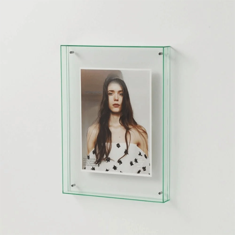 cadre photo carré acrylique transparent moderne suspension murale décoration intérieure