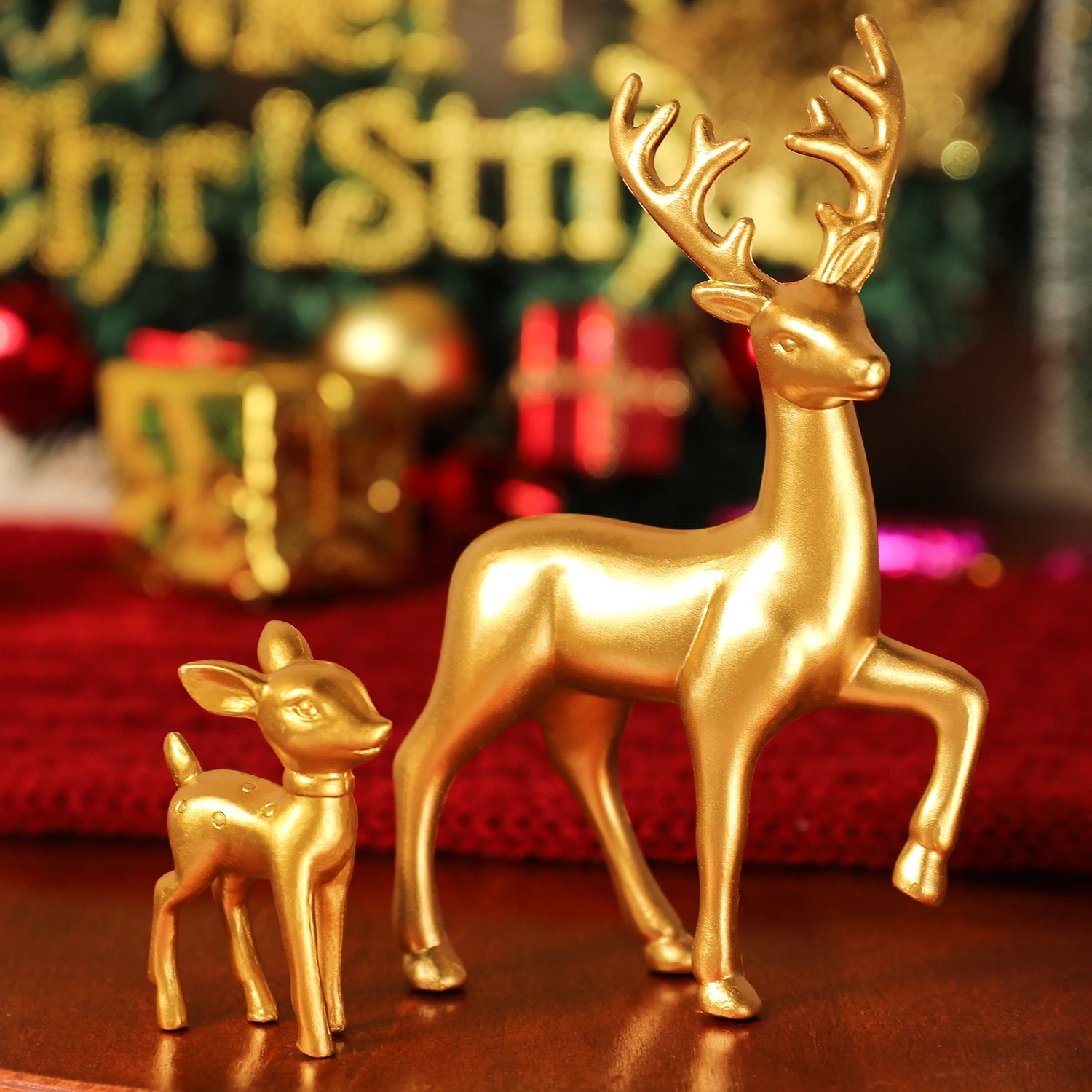 Figurine renne Noël blanc résine