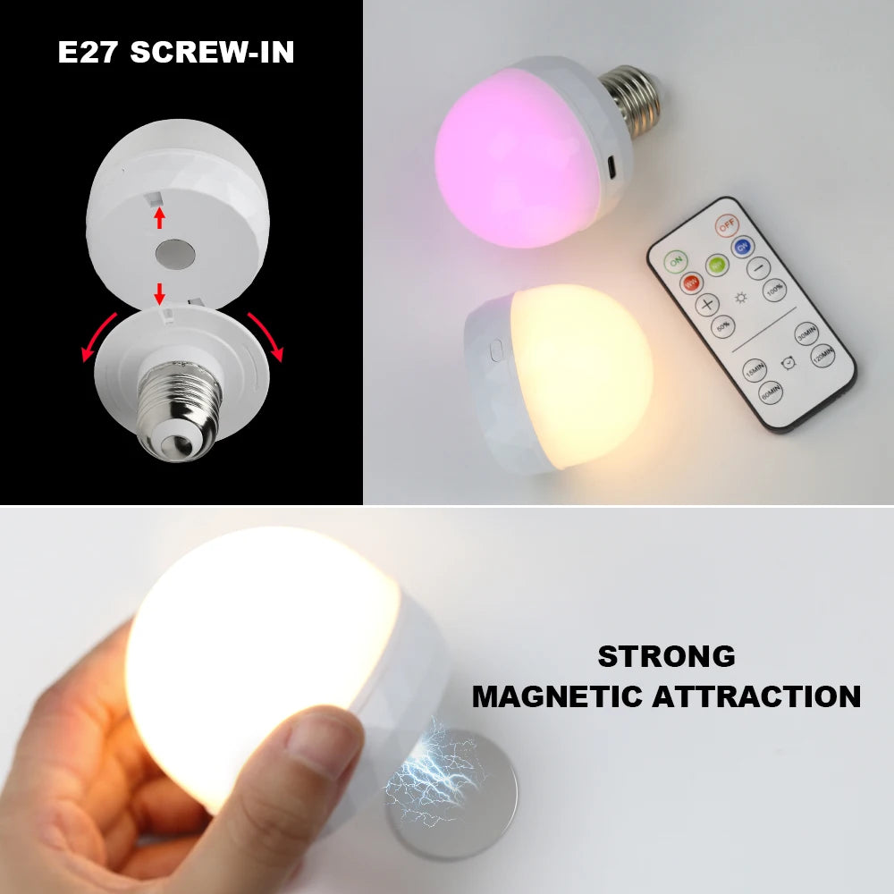 Ampoule LED intelligente USB blanc rose vert télécommande brillante moderne E27