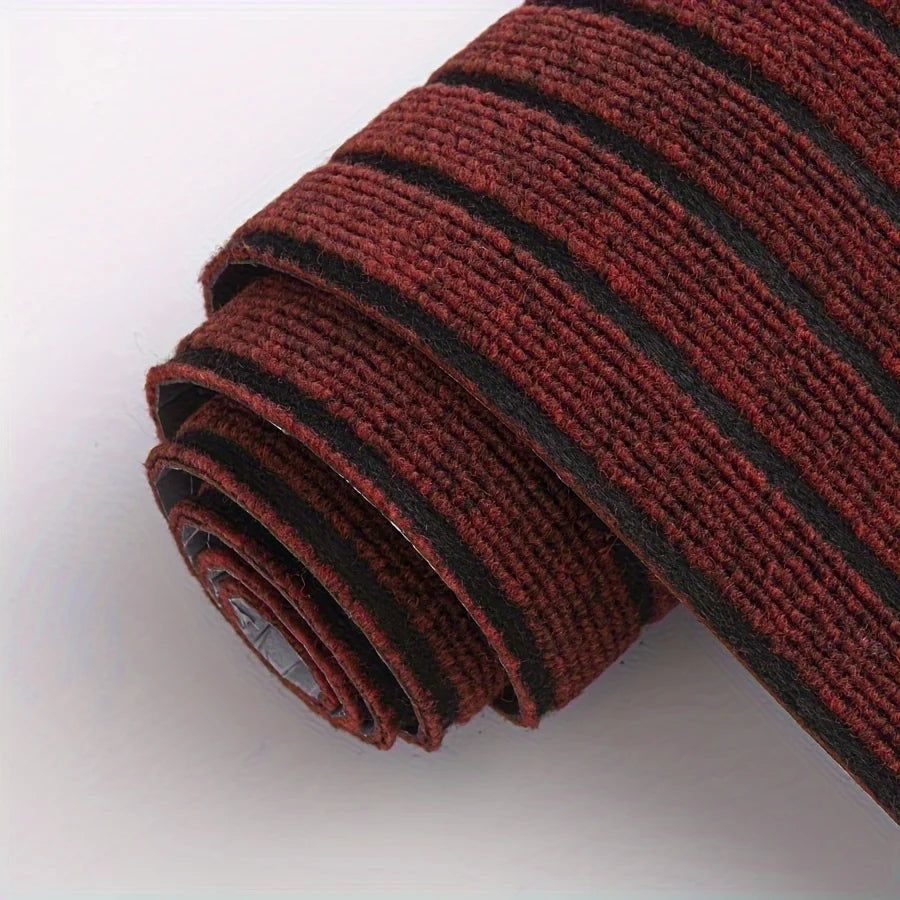 tapis adhésif rouge noir rayé antidérapant polyester intérieur porte salle bain