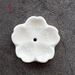 porte bâtonnets encens fleurs stylisées céramique artisanal rose bleu vert blanc jaune pâle marine