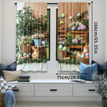 rideau pâques multicolore lapins fleurs opacité 100 polyester 75x166cm 105x230cm 130x210cm pastoral