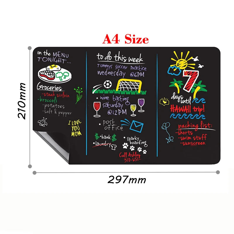 tableau noir magnétique aimants effaçable sec humide stickers réfrigérateur modernes cartes memo crayons chiffon