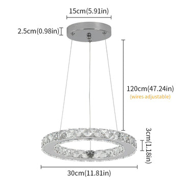 Suspension lumineuse moderne dorée cristaux scintillants led élégante télécommande entrée salon