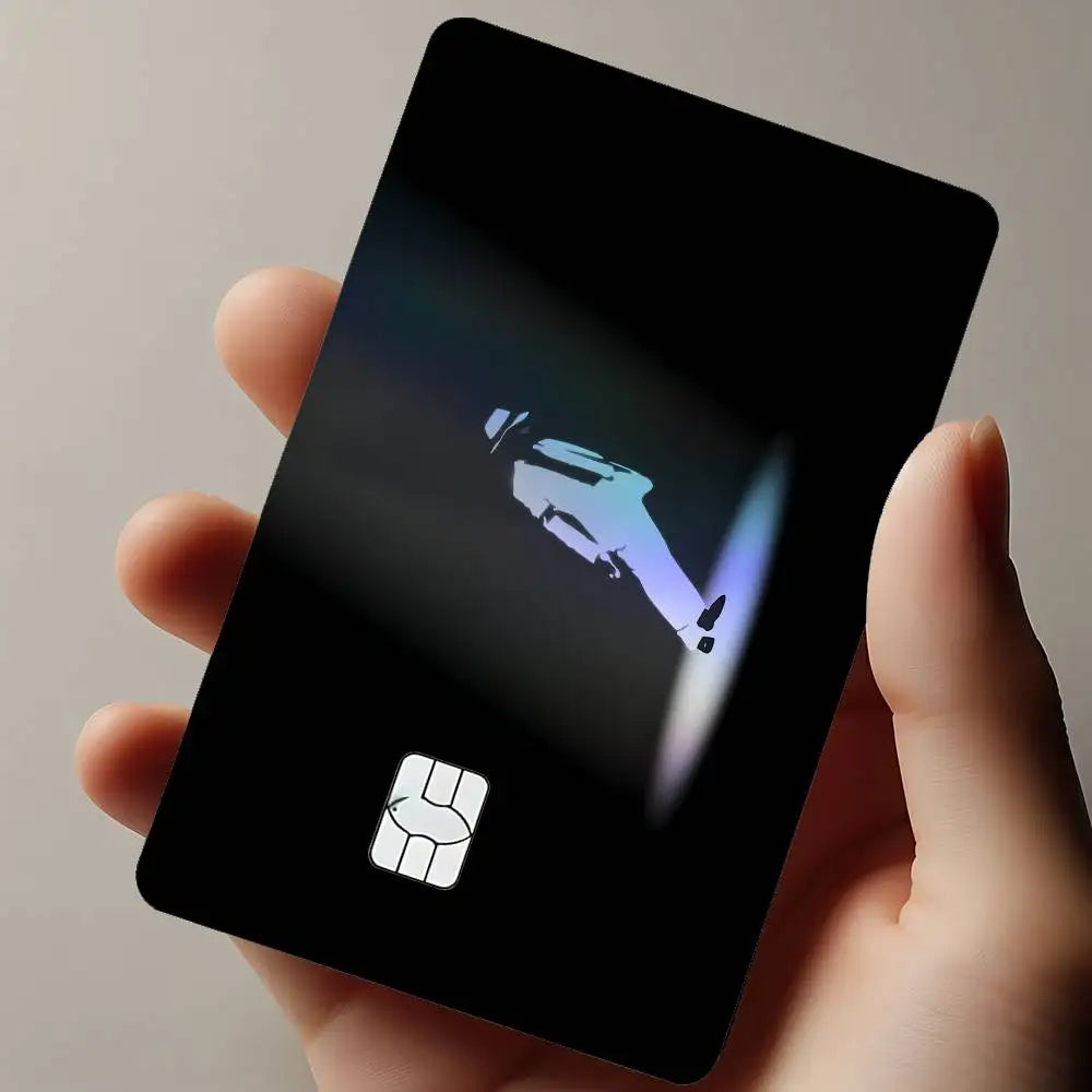 carte crédit personnalisée adhésif noir blanc michael jackson poses fond noir moderne minimaliste