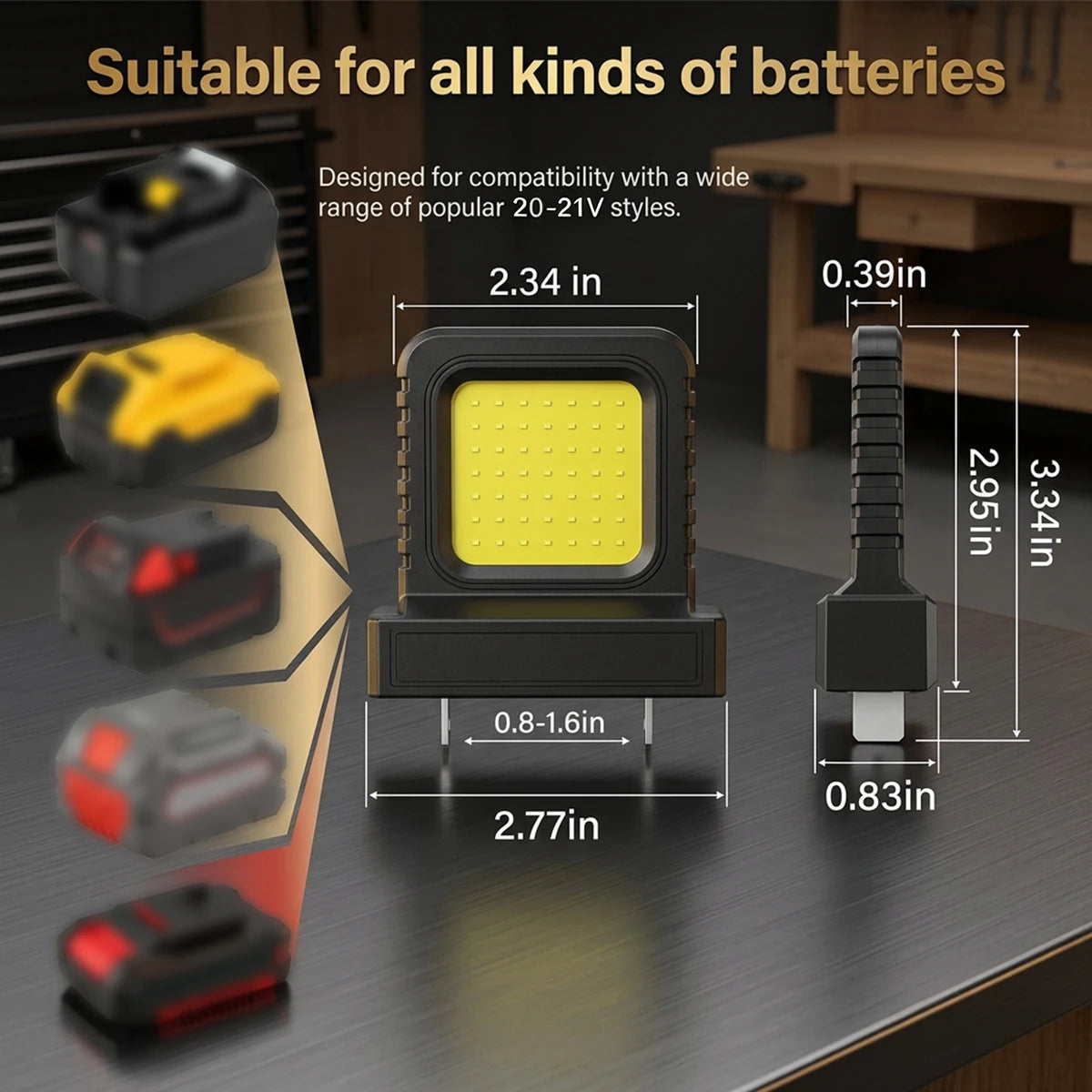 Lampe travail LED super lumineuse portable rechargeable 20V noir turquoise robuste