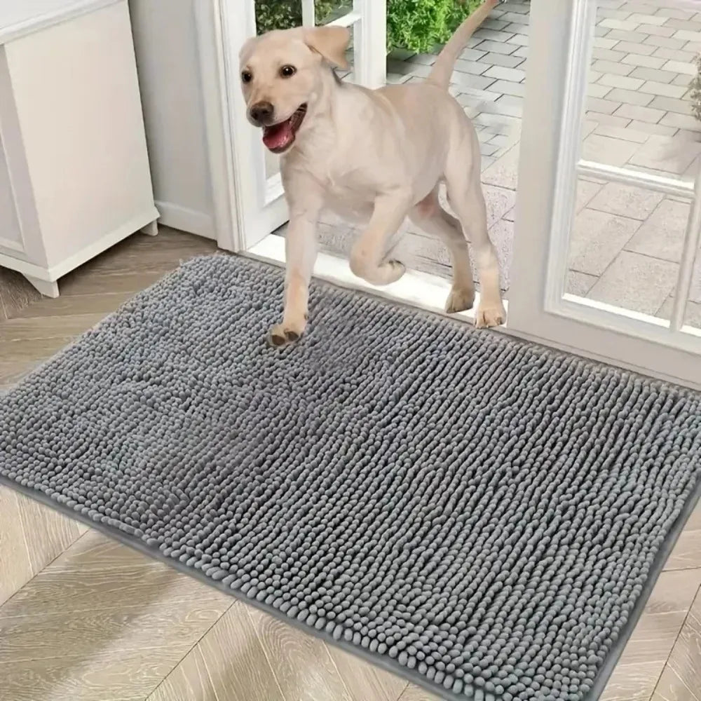 tapis absorbant bouclé gris moderne antidérapant intérieur chat chiens entrée salon