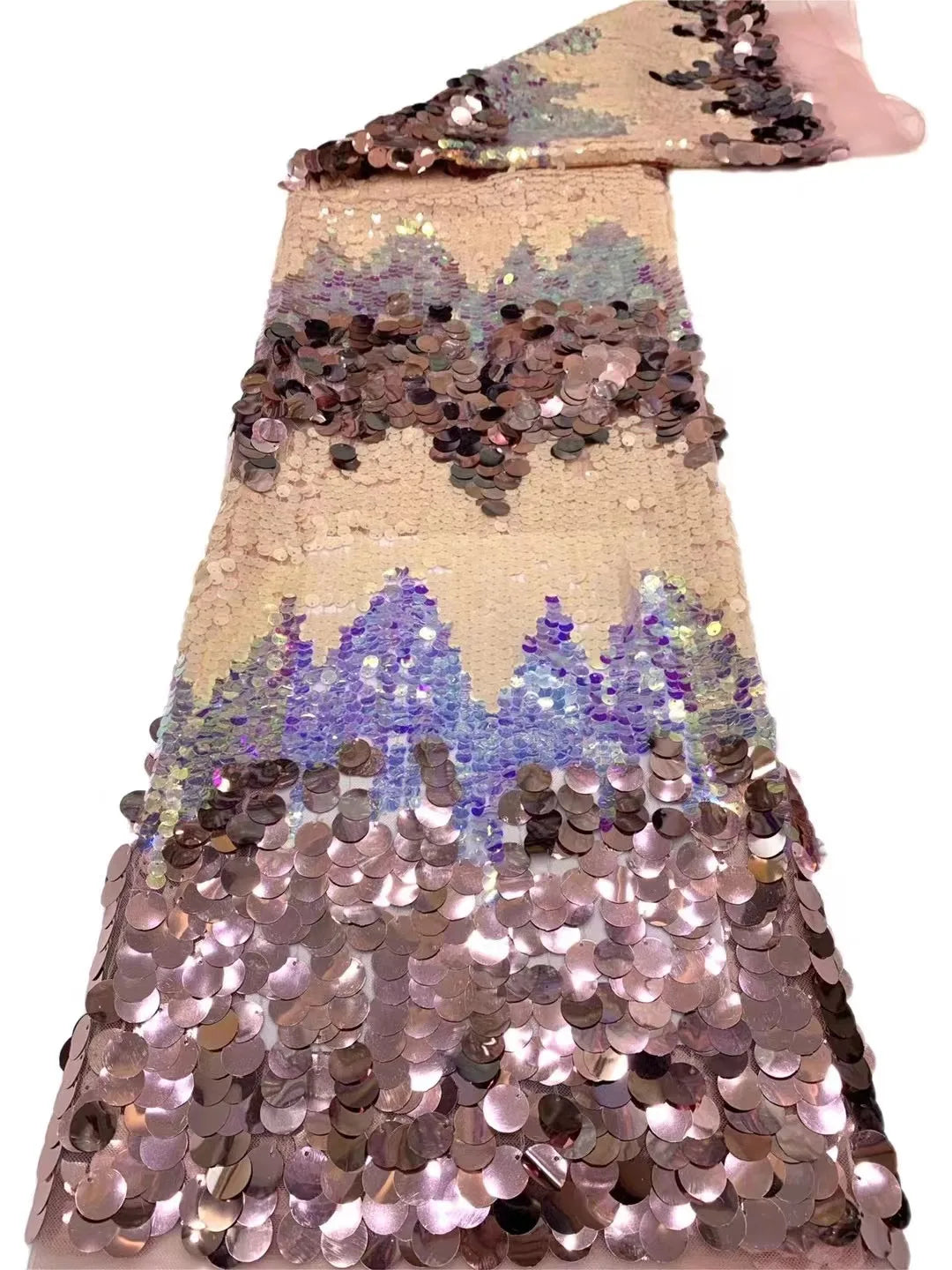 ruban sequins bleu vert argent rose marron motif montagne élégant festif tissu dentelle paillettes