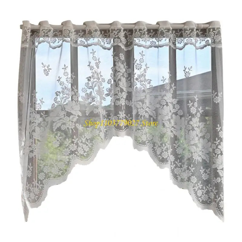 rideau blanc floral transparent dentelle chambre salon facile decoration champêtre