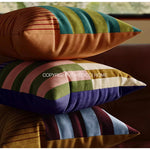 taies d'oreiller décoratives rayées contemporain bleu rouge beige marron vert orange polyester respectueux environnement