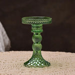 support bougie verre rose vert motif diamant décoration table mariage classique objet déco maison