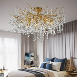 lustre moderne élégant doré branches stylisées pendantes lumière chaude lumière blanche 100cm 60cm 80cm