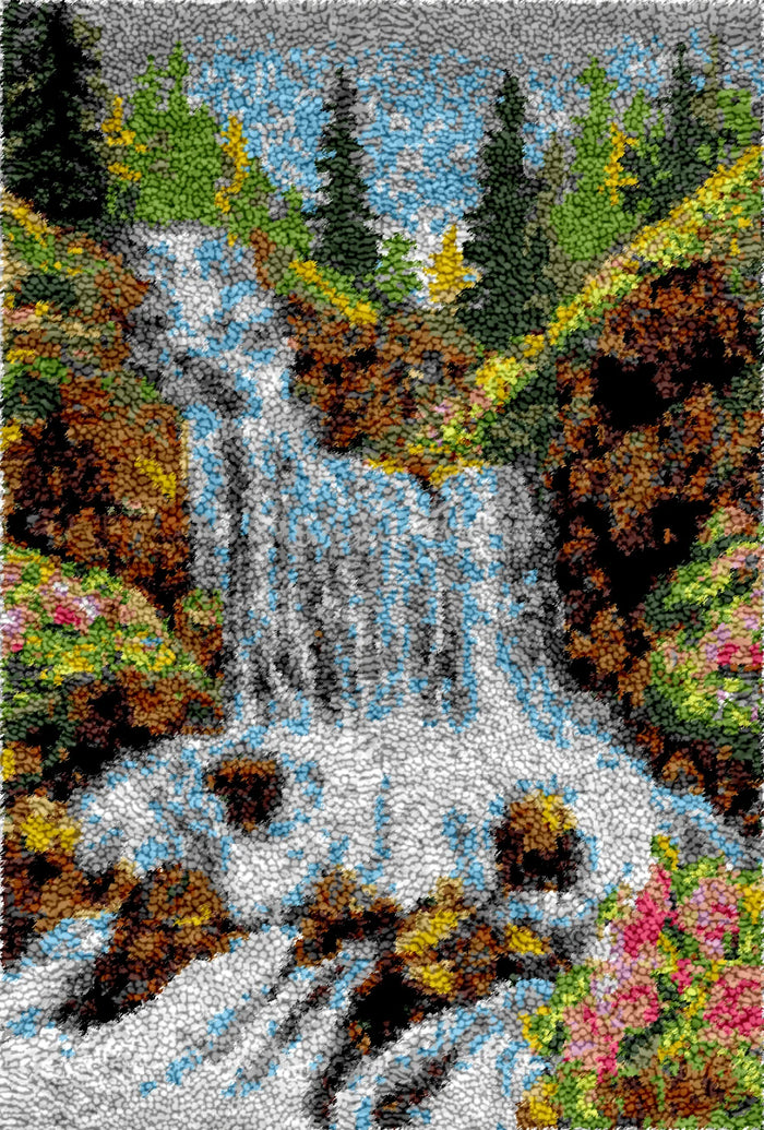 tapis décoratif multicolore paysages naturels artisanal crocheté fil laine scènes animaux fleurs opaques