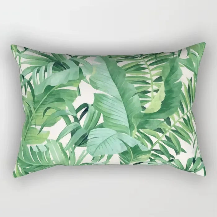 coussin rectangulaire décoratif motif feuilles tropicales fleurs papillons moderne chambre salon maison 30x50cm
