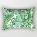 coussin rectangulaire décoratif motif feuilles tropicales fleurs papillons moderne chambre salon maison 30x50cm