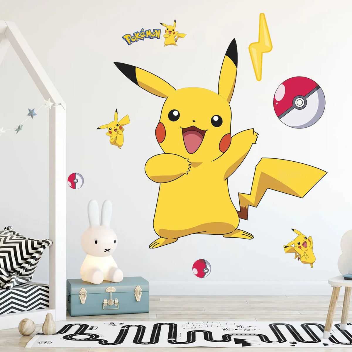 autocollants muraux pikachu anime chambre enfant décoration jardin stickers pvc bricolage opaque cartoon pokémon